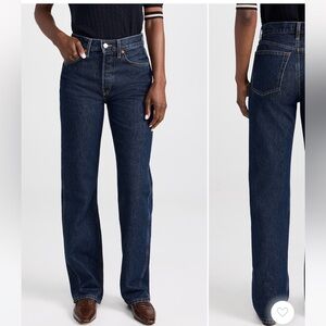 Re/Done Women's Straight Leg Jeans - Dark Blue 90s High Rise Loose